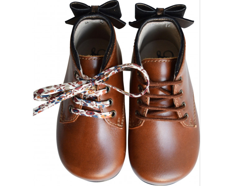 Chaussures bébé Bottillons fille Albertine - cuir COGNAC bronze