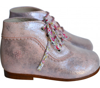 Chaussures Bottillons Aimée - cuir ROSE irisé patiné