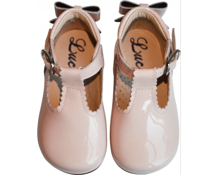 Chaussures bébé Bottillons Salomé fille Albertine - cuir vernis ROSE NUDE