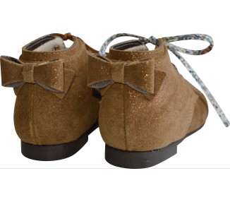 Chaussures bébé Bottillons Albertine fille - cuir CAMEL irisé