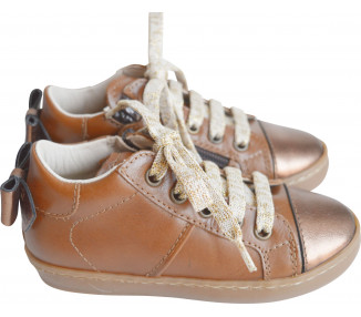 Sneakers ZIP - cuir CAMEL/camel irisé