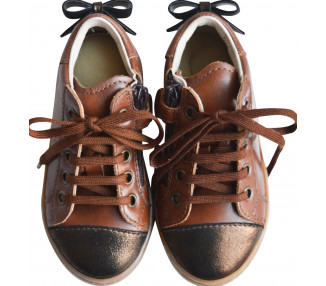 Sneakers ZIP - cuir COGNAC/bronze