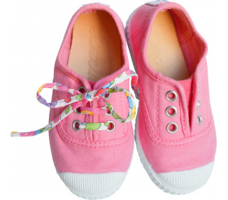 Chaussures baskets tennis en TOILES à lacets et élastiques - ROSE malabar
