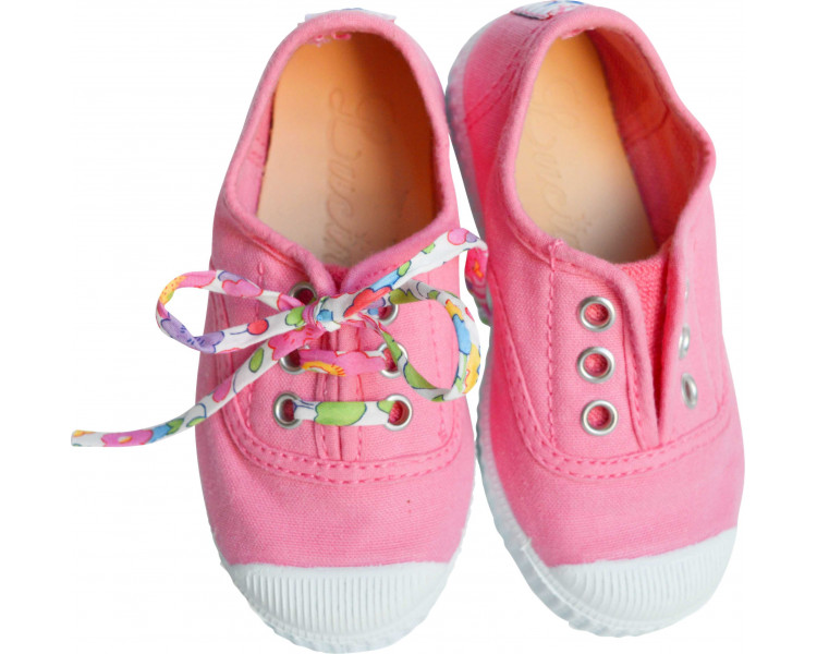 Chaussures baskets tennis en TOILES à lacets et élastiques - ROSE malabar