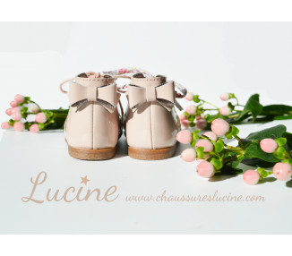 Chaussures bébé Bottillons fille Albertine - cuir vernis ROSE NUDE