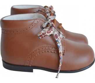 Chaussures Bottillons SOUPLES Azylis frisettes - cuir COGNAC