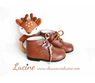 Chaussures Bottillons SOUPLES Azylis frisettes - cuir COGNAC