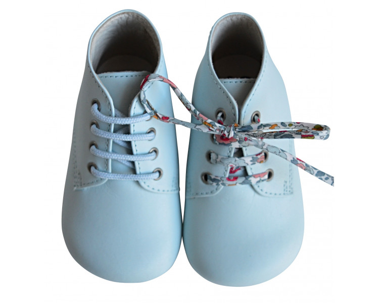 Chaussures bébé bottillons Arthur - cuir BLEU CIEL