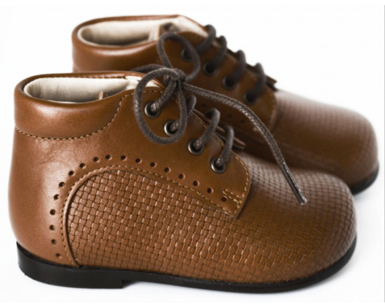 Chaussures bébé bottillons à lacets Marceau - cuir COGNAC