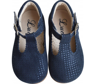 Chaussures Salomés montantes à pois marine pour filles