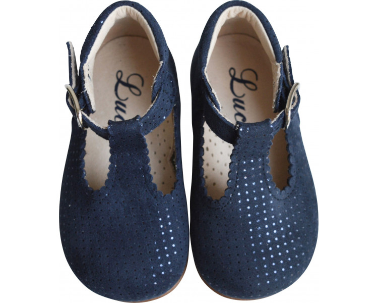 Chaussures Salomés montantes à pois marine pour filles Chaussures Salomés montantes à pois marine pour filles