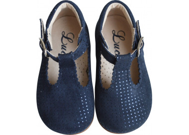 Chaussures Salomés montantes à pois marine pour filles