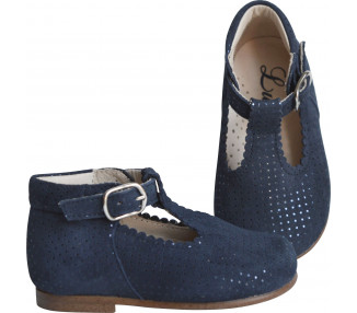 Chaussures Bottillons Salomés à boucle Inès - cuir MARINE pois irisés