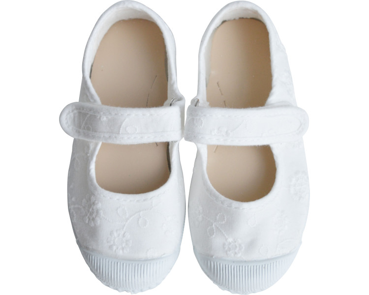 Chaussures en toiles ballerines Babies SCRATCH - Blanc broderies