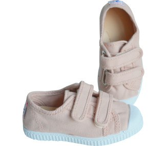 Chaussures baskets tennis en TOILES SCRATCHS - ROSE nude