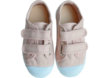Tennis en toiles à scratchs souples rose nude
