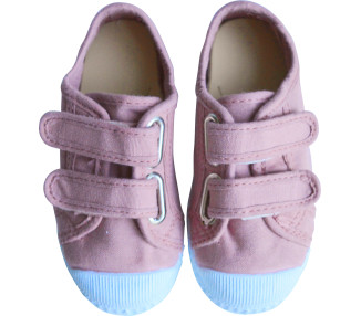 Chaussures baskets tennis en TOILES SCRATCHS - vieux ROSE