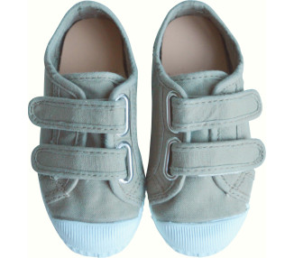 Tennis baskets à scratchs en toile vert de gris kaki
