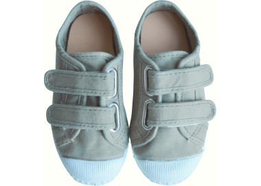 Tennis baskets à scratchs en toile vert de gris kaki