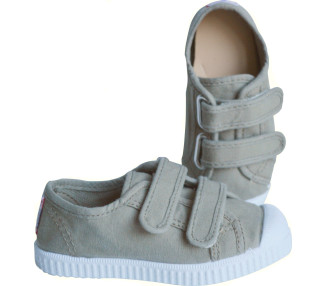 Tennis baskets à scratch kaki en toile