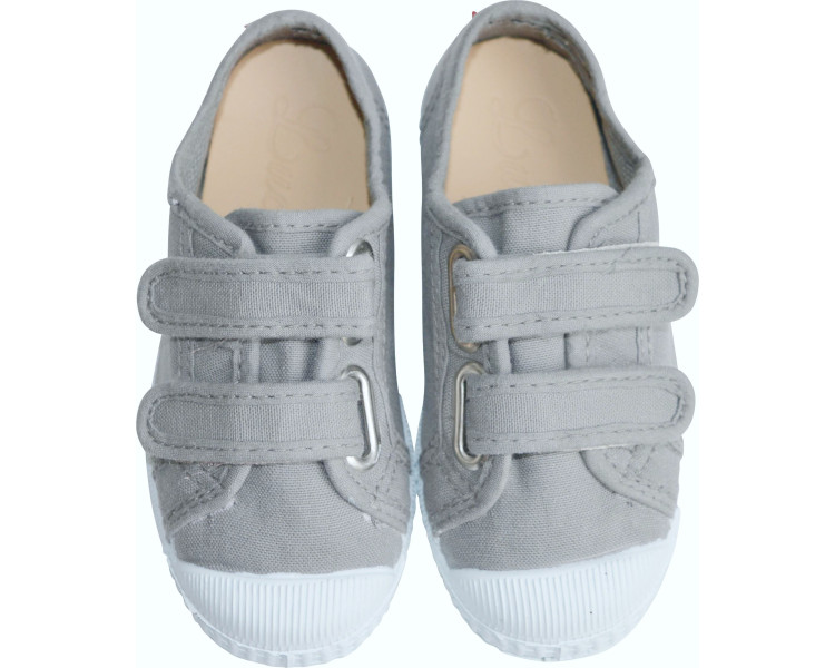 Chaussures baskets tennis en TOILES SCRATCHS - GRIS Clair