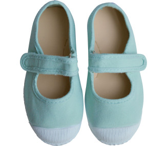 Chaussures en toiles ballerines Babies SCRATCH - Vert d'eau