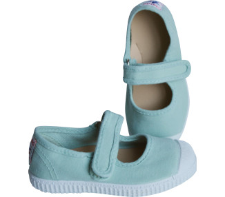 Chaussures en toiles ballerines Babies SCRATCH - Vert d'eau