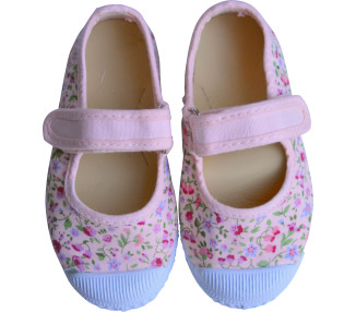 Chaussures en toiles ballerines Babies SCRATCH - FLEURS ROSE