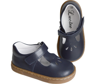 Chaussures SALOMÉ MIXTES SCRATCH AUBIN SOUPLES - cuir Bleu MARINE