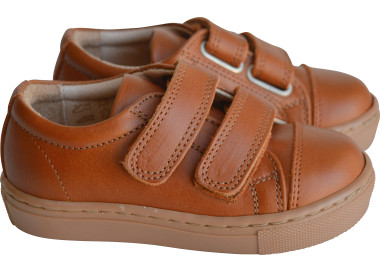 Chaussures baskets souples SCRATCHS Alex - cuir CAMEL