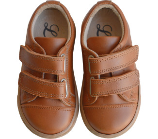 Baskets sneakers en cuir doublées cuir, à scratchs, pratiques et confortables