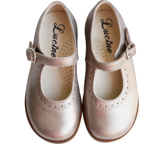 Chaussures pour fille à boucle en cuir mordoré, semelle résistante