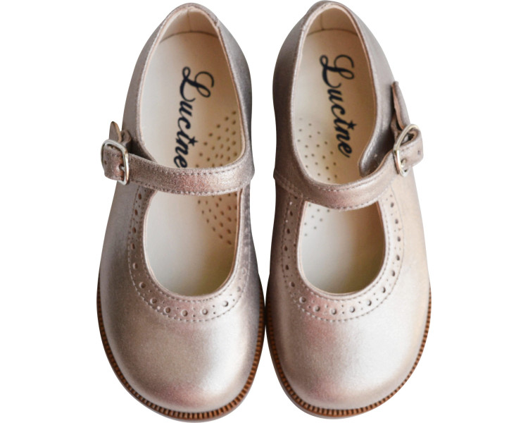 Chaussures pour fille à boucle en cuir mordoré, semelle résistante