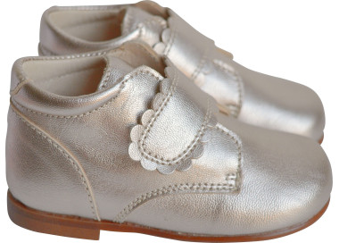 Bottillons bébés en cuir doré, fermeture pratique à scratch