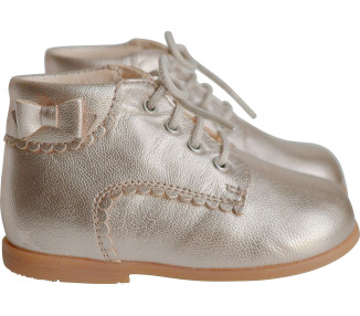 Bottillons souples en cuir pour bébé fille, joli noeud cousu
