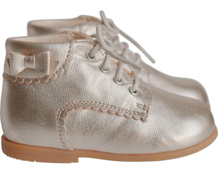 Bottillons souples en cuir pour bébé fille, joli noeud cousu Bottillons souples en cuir pour bébé fille, joli noeud cousu