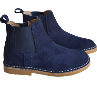 Boots en nubuck souple bleu foncé pour fille et garçon