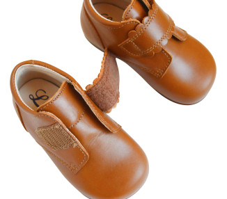 Bottillons bébés filles en cuir fermeture scratch