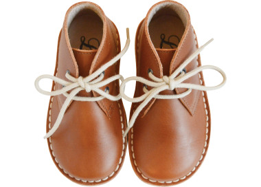 Chaussures derbies montantes pour enfants en cuir souple