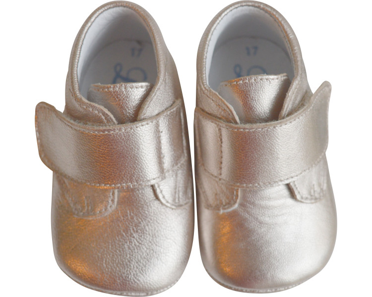 Chaussons dorés pour bébés filles à sratch