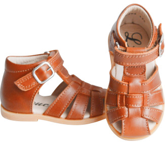 Nu-pieds été pour bébés en cuir doublé cuir souple et semelle antidérapante