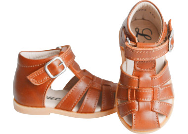 Nu-pieds été pour bébés en cuir doublé cuir souple et semelle antidérapante