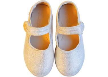 ballerines souples à scratch doré irisé pour filles