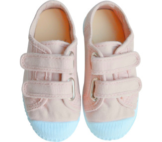 Tennis en toiles à scratchs souples rose nude