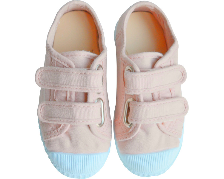 Tennis en toiles à scratchs souples rose nude