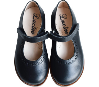 Chaussures pour fille en cuir bleu marine de qualité, résistantes, tout-terrain pour l'école et les cérémonies