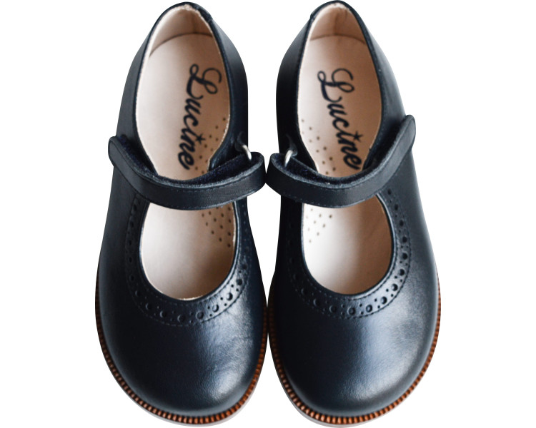 Chaussures pour fille en cuir bleu marine de qualité, résistantes, tout-terrain pour l'école et les cérémonies