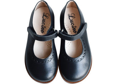 Chaussures pour fille en cuir bleu marine de qualité, résistantes, tout-terrain pour l'école et les cérémonies
