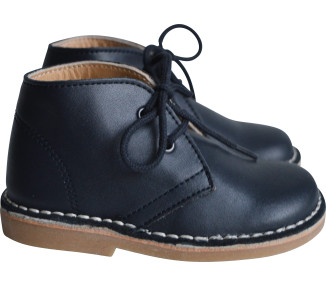 Chaussures montantes pour enfants garçons en cuir bleu marine