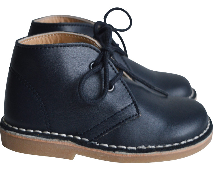 Chaussures montantes pour enfants garçons en cuir bleu marine Chaussures montantes pour enfants garçons en cuir bleu marine